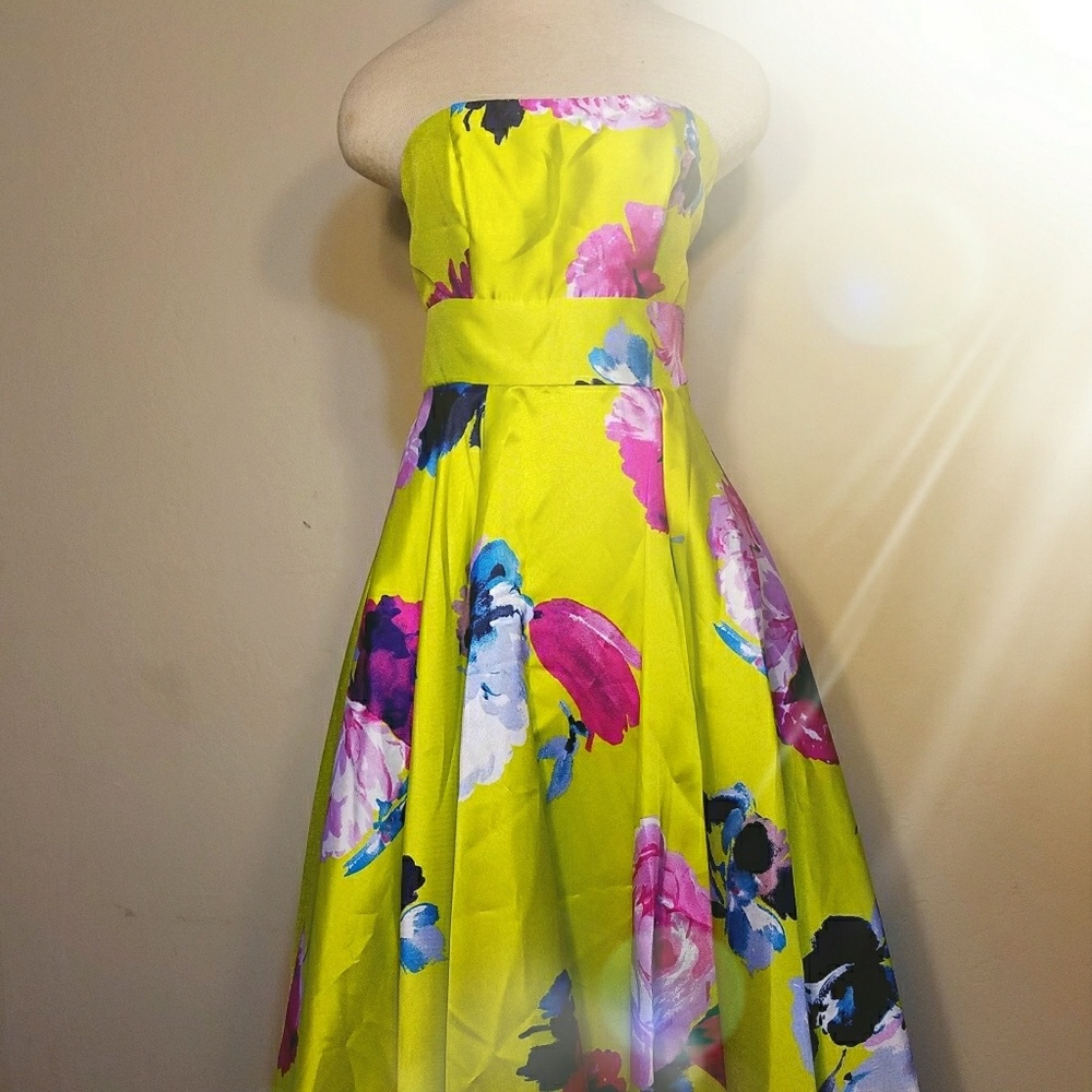 Strapless Lime Green Ballgown